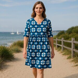 Lesley Evers Women Dress Size L Quiet Luxury Coastal Nautical Preppy Cottagecore